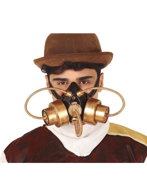 Steampunk gasmasker koperlook