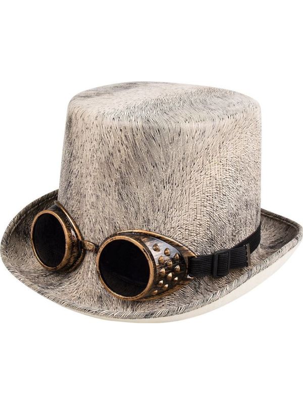 Steampunk hoed beige met bril main product photo