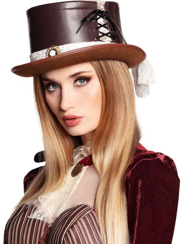 Steampunk hoed imitatieleer dames