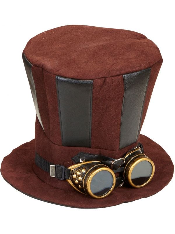 Steampunk hoge hoed met bril