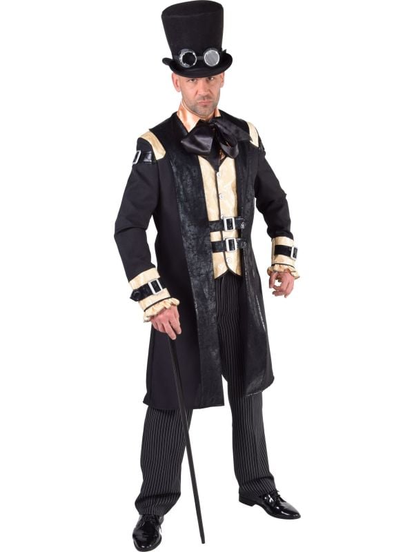 Steampunk outfit zwart mannen main product photo