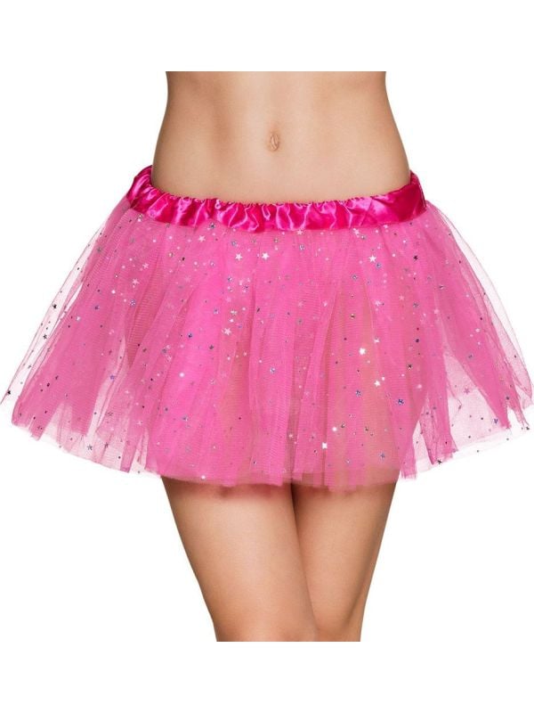 Sterretjes tutu neon roze dames