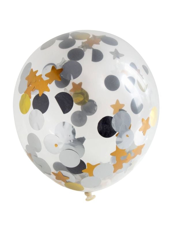 Stippen en sterren confetti ballonnen 4 stuks