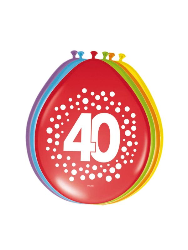Stippen happy bday 40 jaar ballonnen 8 stuks