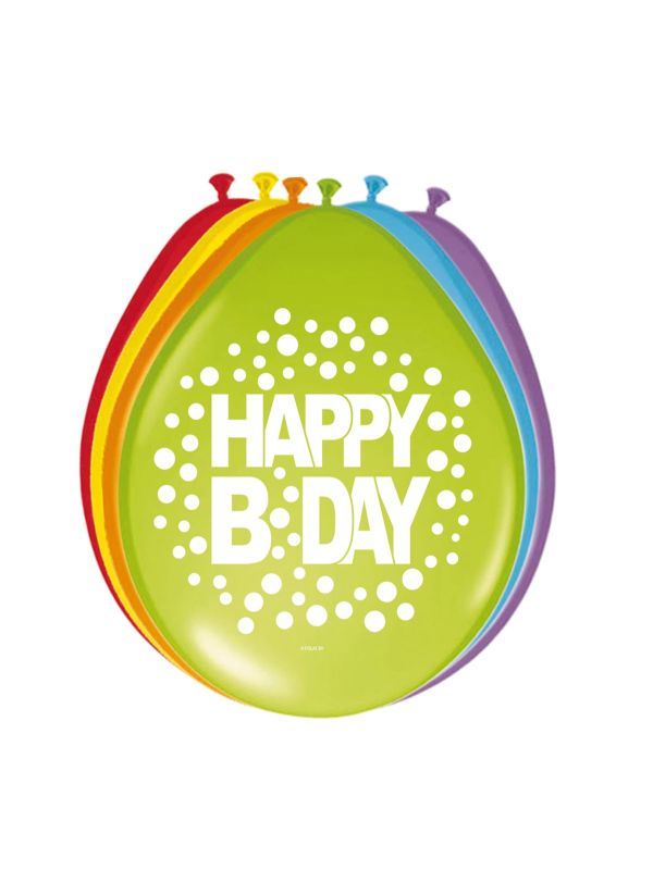 Stippen happy bday ballonnen 8 stuks main product photo