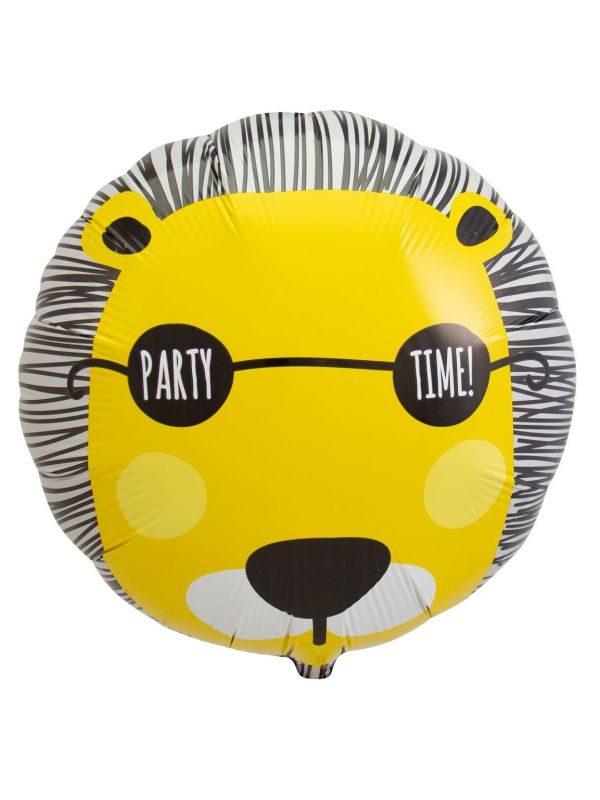 Stoere leeuw party time folieballon