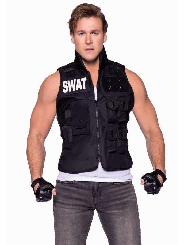 Stoere zwarte SWAT vest heren