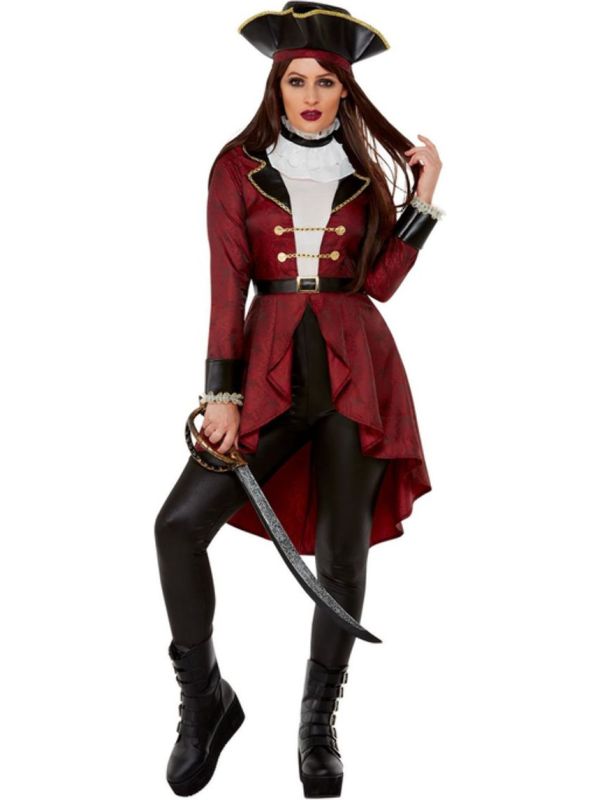Swashbuckler Piraten Kostuum Vrouwen Rood main product photo