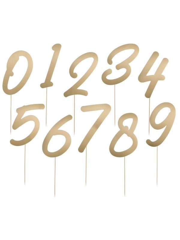 Taartdecoratie 20 cijfers elegant brons