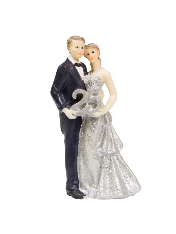 Taartdecoratie bruiloft zilver 25 jaar main product photo