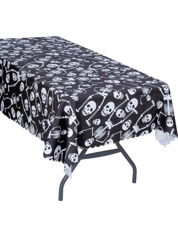 Tafelkleed skeletten zwart 177 x 134 cm halloween main product photo