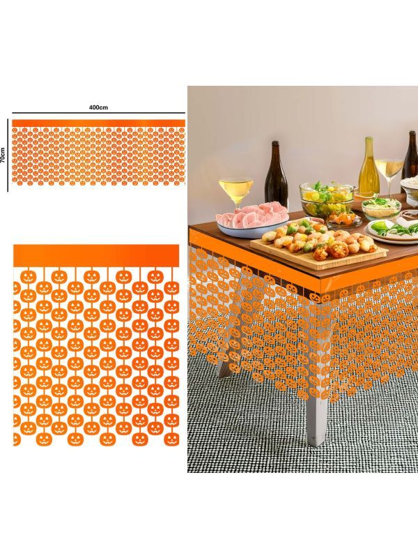 Tafelrok metallic pompoen 400 x 70 cm halloween main product photo