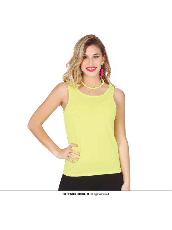 Tanktop neon geel dames