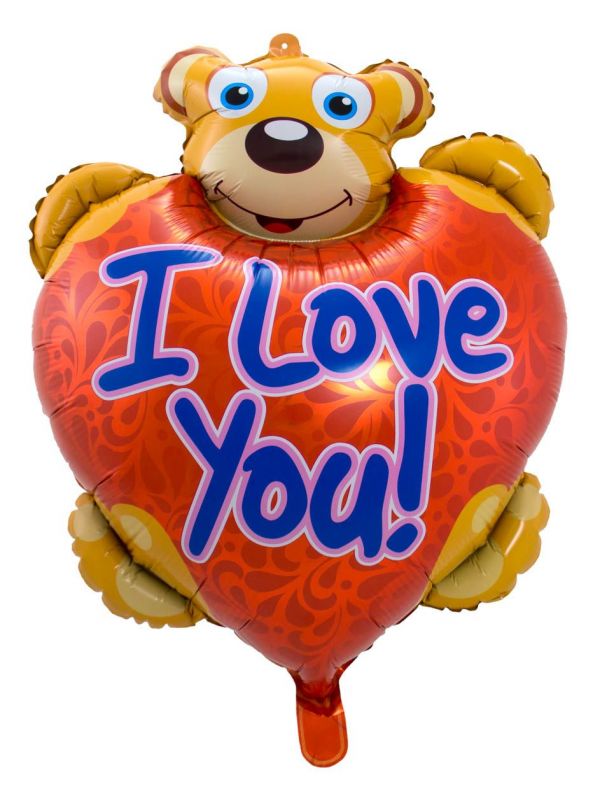 Teddybeer I love You hart folieballon