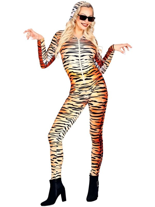 Tijgerprint catsuit vrouw