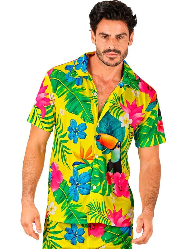 Toekan Hawaii blouse geel mannen