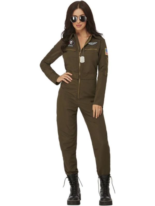 Top Gun Maverick Dames Aviator Kostuum Groen main product photo