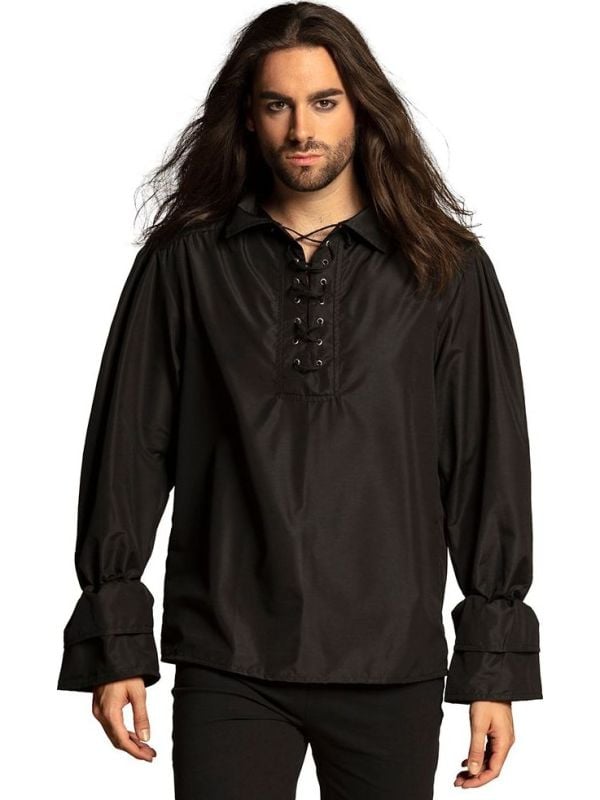 Traditioneel piratenshirt heren zwart