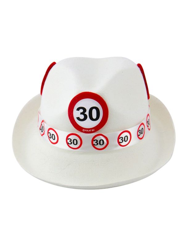 Trilby hoed 30 jaar verkeersbord wit