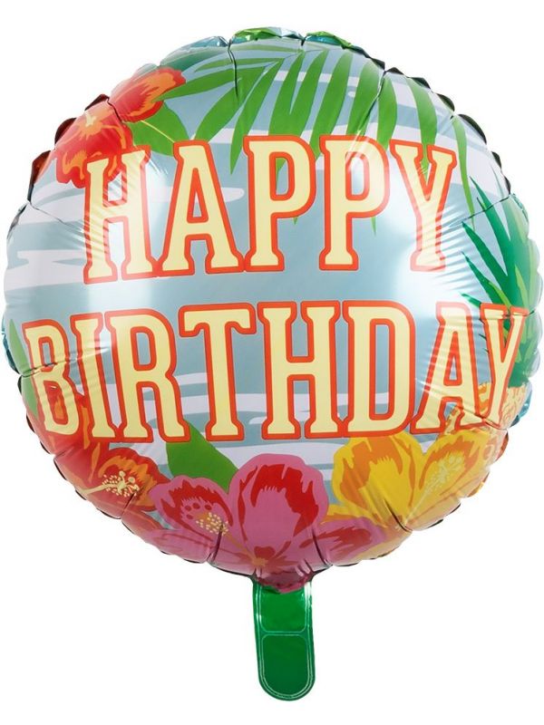Tropical party happy birthday folieballon