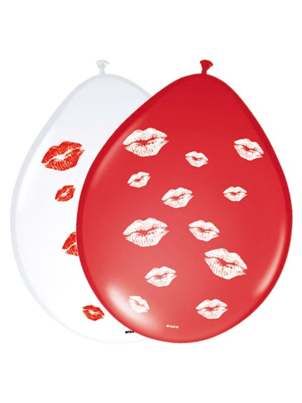 Valentijn ballonnen met lippen 8 stuks