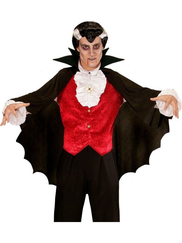 Vampier cape met kraag zwart