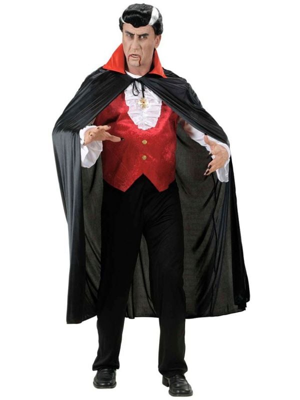 Vampier cape met rode kraag