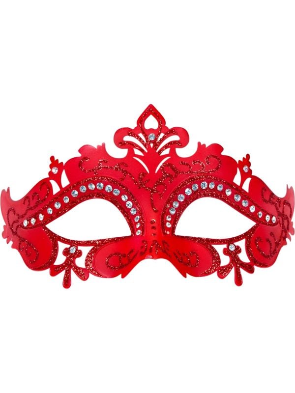 Venetiaans glitter oogmasker rood