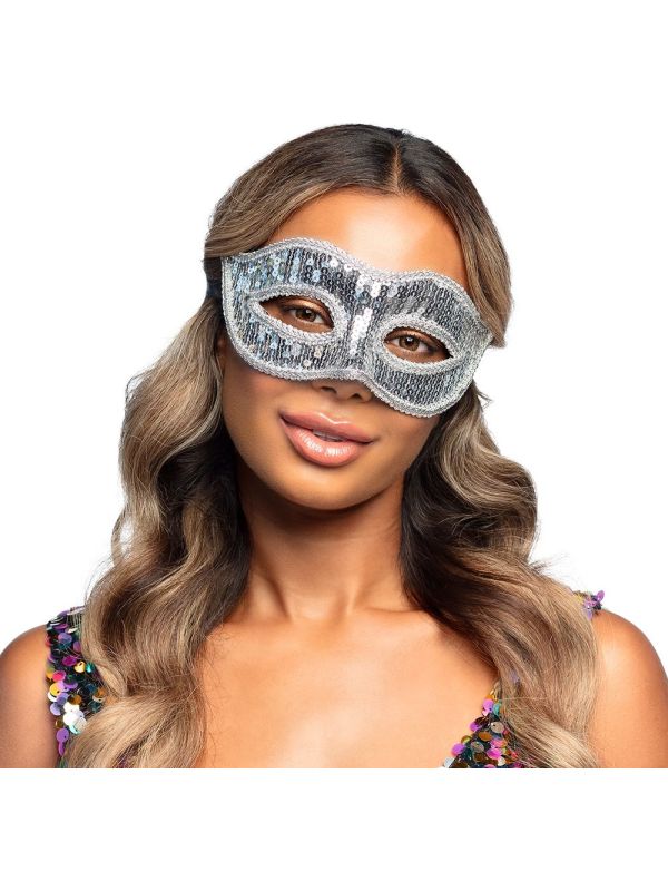 Venetiaans Oogmasker met Zilveren Pailletten main product photo
