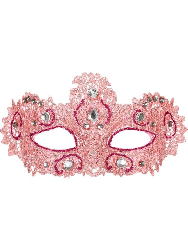 Venetiaans oogmasker roze