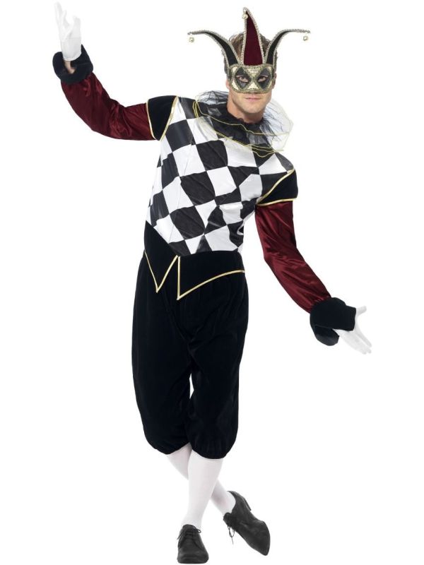 Venetiaanse harlequin mannen outfit