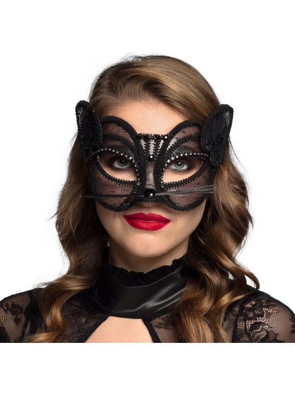 Venice oogmasker zwarte kat