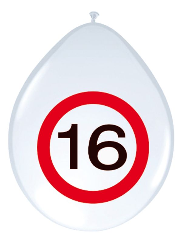 Verjaardag 16 jaar verkeersbord ballonnen