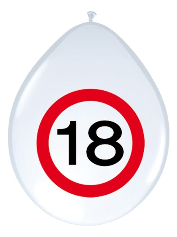 Verjaardag 18 jaar verkeersbord ballonnen