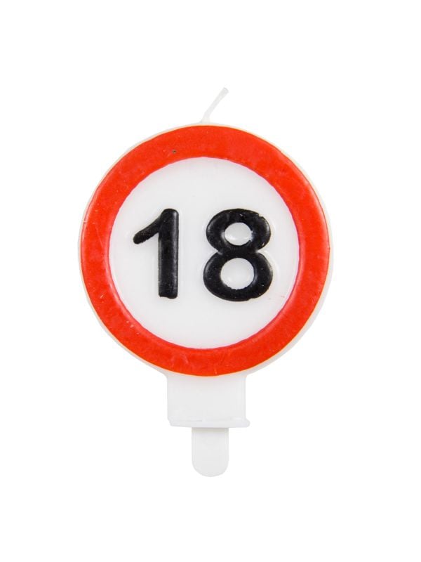 Verjaardag 18 jaar verkeersbord kaarsje