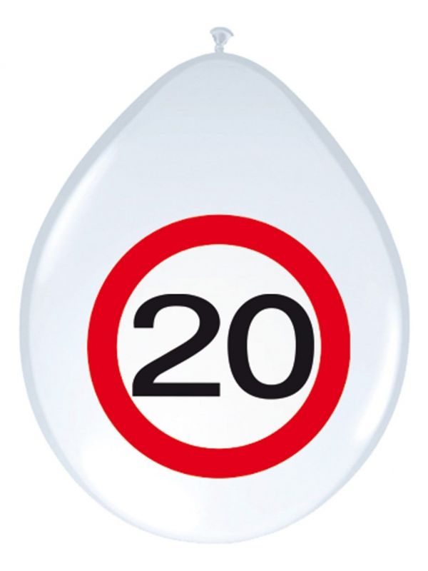 Verjaardag 20 jaar verkeersbord ballonnen