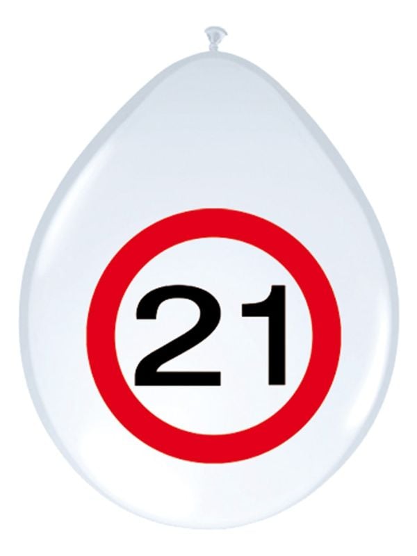 Verjaardag 21 jaar verkeersbord ballonnen