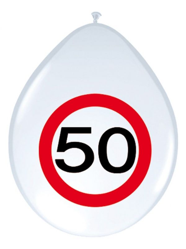 Verjaardag 50 jaar verkeersbord ballonnen