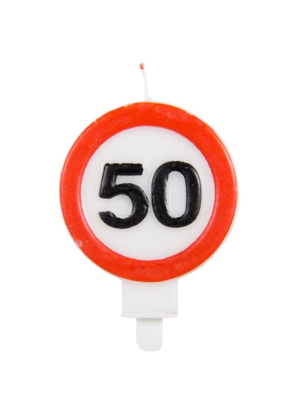 Verjaardag 50 jaar verkeersbord kaarsje