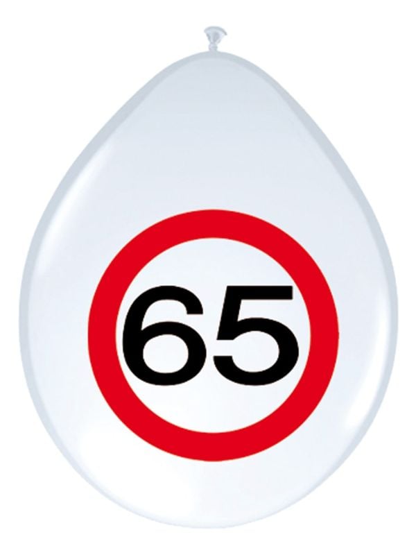 Verjaardag 65 jaar verkeersbord ballonnen