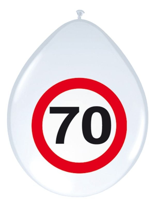 Verjaardag 70 jaar verkeersbord ballonnen