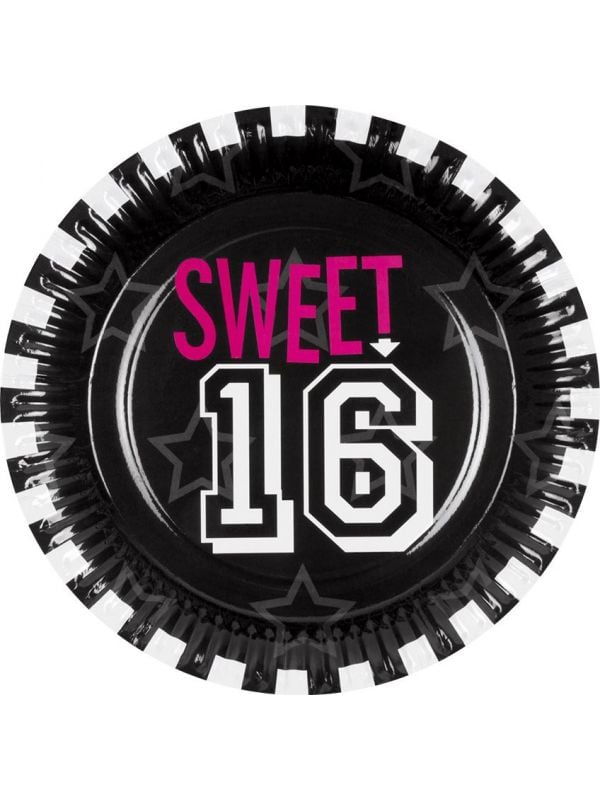 Verjaardag sweet 16 bordjes 6x