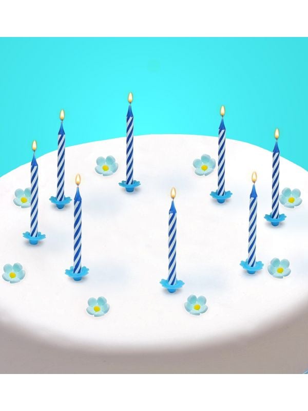 Verjaardagskaarsjes blauw wit 16x