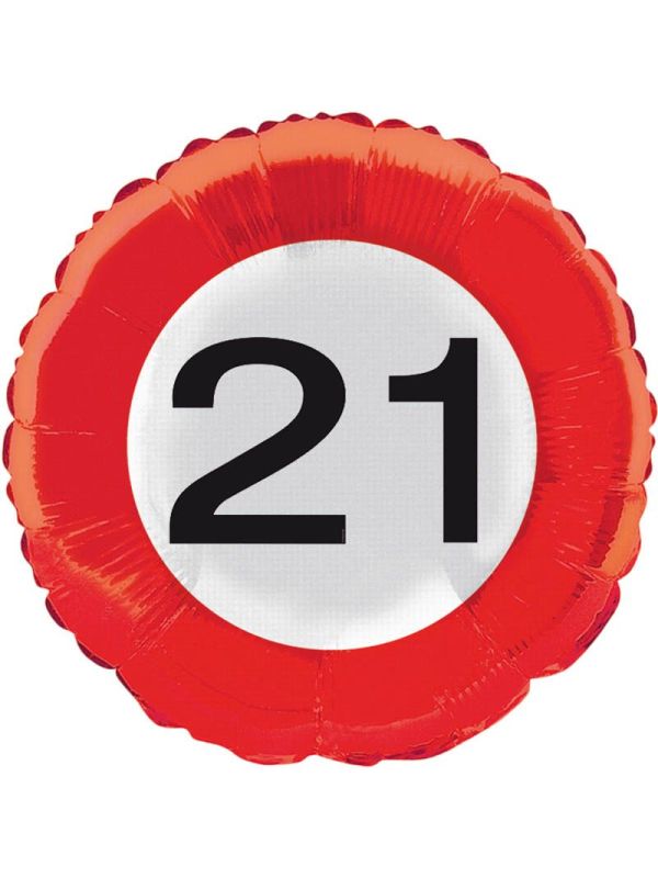 Verkeersbord 21 jaar folieballon