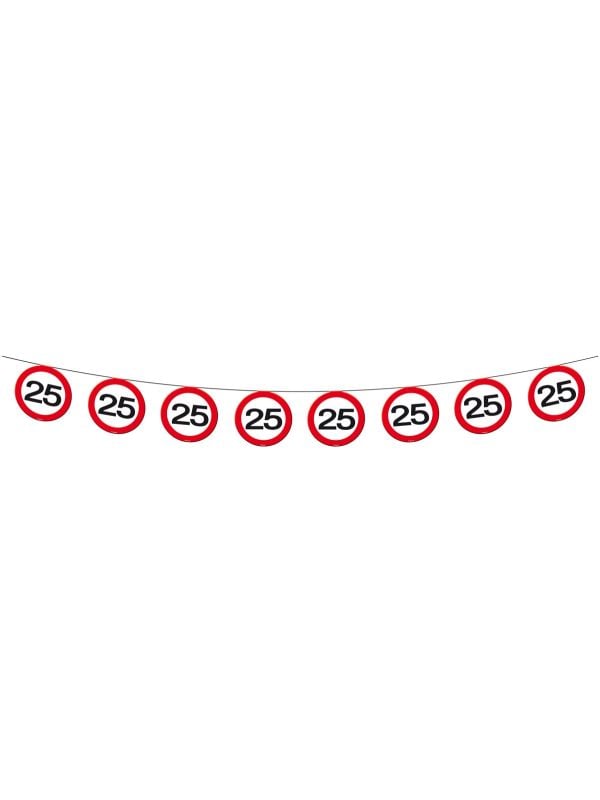 Verkeersbord 25 jaar vlaggenlijn 12 meter