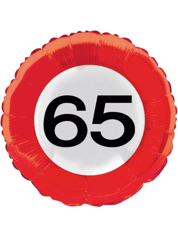 Verkeersbord 65 jaar folieballon