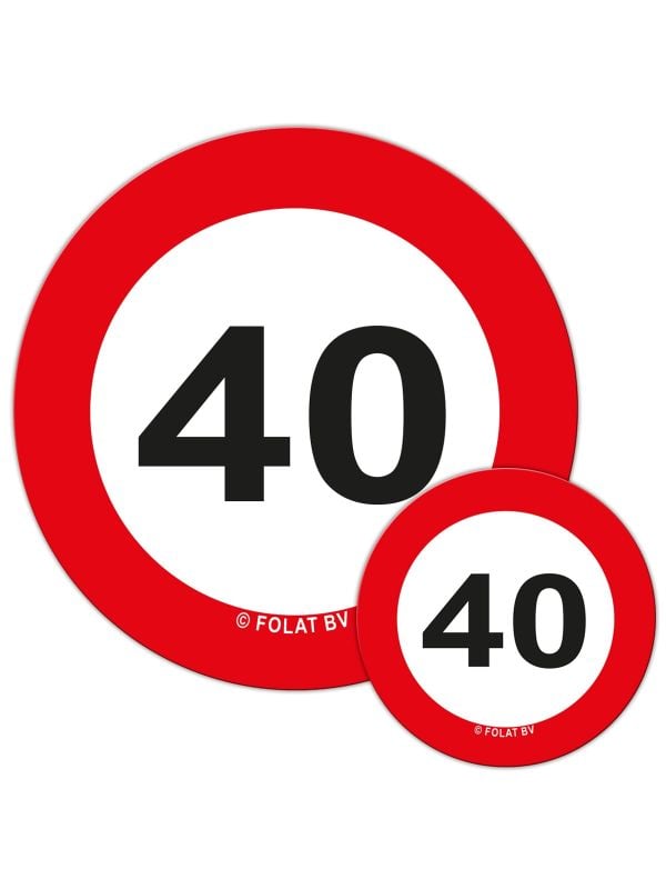 Verkeersbord confetti 40 jaar 48st.