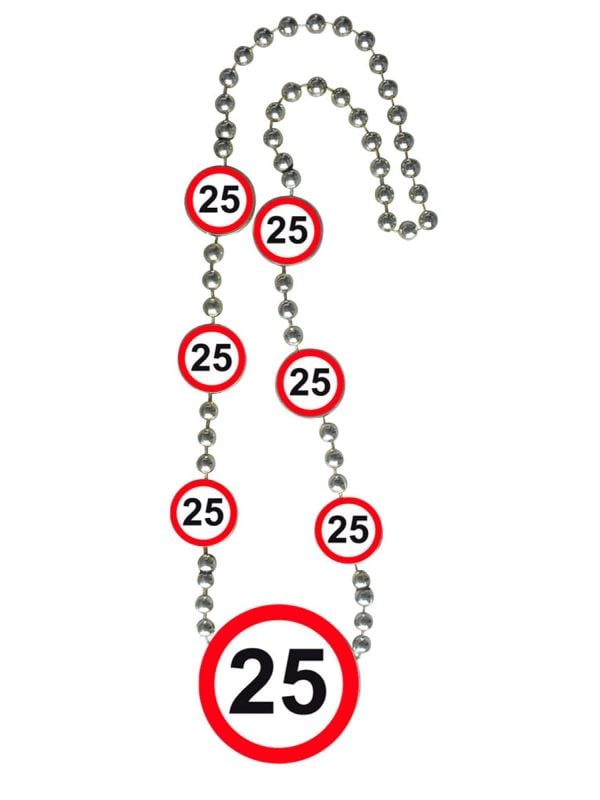 Verkeersbord verjaardag 25 jaar ketting