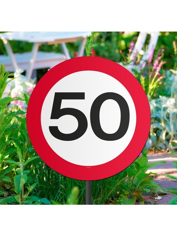 Verkeersbord verjaardag 50 jaar tuinbord