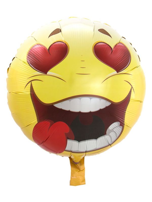 Verliefde emoticon geel folieballon